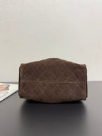 CHANEL 25S HOBO BAG 40 CM IN DARK BROWN SUEDE WITH GOLD HARDWARE