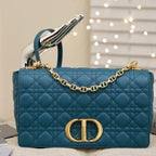 DIOR LARGE CARO BAG 28 DEEP OCEAN BLUE SUPPLE CANNAGE CALFSKIN