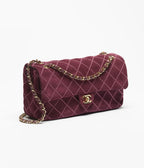 Chanel Maxi Flap Bag Burgundy | Suede Calfskin & Gold-Tone Metal