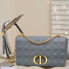 DIOR LARGE CARO BAG 28 GRAY SUPPLE CANNAGE CALFSKIN