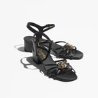 CHANEL SANDALS 40 MM IN BLACK PATENT LAMBSKIN