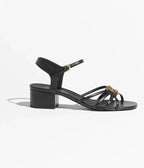 CHANEL SANDALS 40 MM IN BLACK PATENT LAMBSKIN