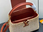 LOUIS VUITTON LV 25S CAPUCINES BB BAG 27 PINIC IN TAN CALFSKIN GOLD HARDWARE