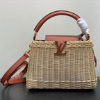LOUIS VUITTON LV 25S CAPUCINES BB BAG 27 PINIC IN TAN CALFSKIN GOLD HARDWARE