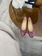 CHANEL BALLET FLATS BURGUNDY QUILTED LAMBSKIN