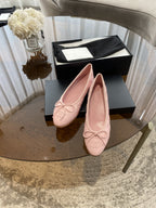 CHANEL BALLET FLATS PINK QUILTED LAMBSKIN