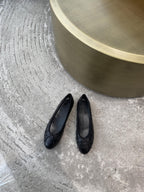 CHANEL BALLET FLATS ALL BLACK QUILTED LAMBSKIN