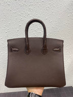 HERMES BIRKIN 25CM CAFE CROCODILE AND TOGO LEATHER SILVER HARDWARE