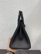 HERMES BIRKIN 25CM BLACK CROCODILE AND TOGO LEATHER GOLD HARDWARE