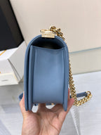 CHANEL BOY BAG MEDIUM 25 CLOUD BLUE CAVIAR GOLD HARDWARE