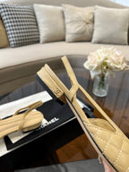 CHANEL slingbacks beige quilted calfskin