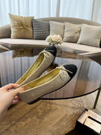 CHANEL ballet flats yellow tweed