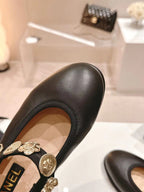 CHANEL MARY JANE BLACK LAMBSKIN 24