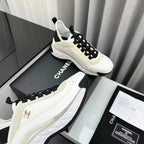 CHANEL Bubble Quilted Trainer Sneaker White