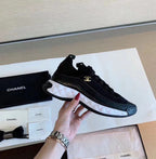 CHANEL Bubble Quilted Trainer Sneaker Black White