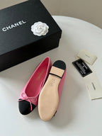 CHANEL BALLET FLATS TAFFY BLACK LAMBSKIN