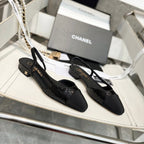 CHANEL SLINGBACKS IN BLACK LAMBSKIN 1