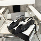 CHANEL SLINGBACKS IN BLACK LAMBSKIN 1