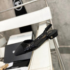 CHANEL SLINGBACKS IN BLACK LAMBSKIN 1
