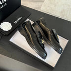 CHANEL MOASINS BLACK QUILTED LAMBSKIN GOLD HARDWARE
