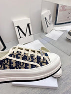 DIOR WALKN 45 BEIGE BLUE OBLIQUE EMBROI-DERY CANVAS