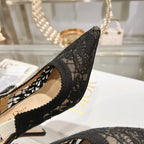 DIOR SLINGBACK J'A FLORAL BLACK LACE