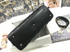 DIOR LARGE 32 LADY BAG IN BLACK LAMBSKIN WITH GOLD HARDWARE