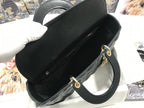 DIOR LARGE 32 LADY BAG IN BLACK LAMBSKIN WITH GOLD HARDWARE