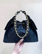 CHANEL 25 HANDBAG IN BLACK 30 GRAINED CALFSKIN GOLD HARDWARE