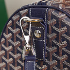 BOSTON 45 BAG IN NAVY BLUE GOYARDINE CANVAS AND CALFSKIN TRIM