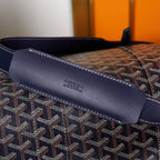 BOSTON 45 BAG IN NAVY BLUE GOYARDINE CANVAS AND CALFSKIN TRIM