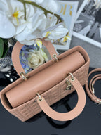 DIOR LARGE 32 LADY BAG IN PEACE LAMBSKIN WITH GOLD HARDWARE