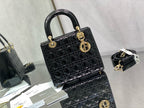 DIOR MINI 17 LADY BAG IN BLACK PATENT CALFSKIN