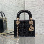 DIOR MINI 17 LADY BAG IN BLACK PATENT CALFSKIN