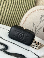 CHANEL VANITY 17 CAVIAR WITH HANDLE IN BLACK CALFSKIN GOLD HARDWARE