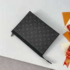 LOUIS VUITTON POCHETTE VOYAGE MM 26 MONOGRAM BLACK CALFSKIN