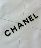CHANEL HOBO BAG 37 WHITE  BLACK LAMBSKIN GOLD HARDWARE