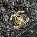 CHANEL MINI FLAP BAG 14 IN BLACK GRAINED CALFSKIN GOLD HARDWARE