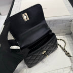 CHANEL MINI FLAP BAG 14 IN BLACK GRAINED CALFSKIN GOLD HARDWARE