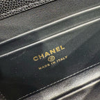 CHANEL MINI FLAP BAG 14 IN BLACK GRAINED CALFSKIN GOLD HARDWARE