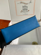 HERMES KELLY DANSE 22 EVERCOLOR BLUE IN CALFSKIN GOLD HARDWARE