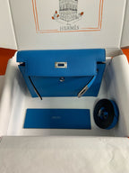 HERMES KELLY DANSE 22 EVERCOLOR BLUE IN CALFSKIN GOLD HARDWARE