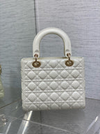 DIOR LADY BAG 24 IN WHITE CALFSKIN GOLD HARDWARE