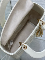 DIOR LADY BAG 24 IN WHITE CALFSKIN GOLD HARDWARE