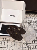 CHANEL SLINGBACK LOAFER IN BROWN SUEDE AND SHEARLING