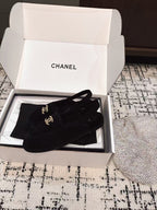 CHANEL SLINGBACK LOAFER IN BLACK SUEDE AND SHEARLING
