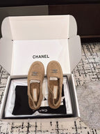 CHANEL SLINGBACK LOAFER IN DARK BEIGE SUEDE AND SHEARLING