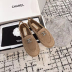 CHANEL SLINGBACK LOAFER IN DARK BEIGE SUEDE AND SHEARLING