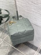 DIOR MINI TOUJOURS BUCKET BAG 18 IN GREY CANNAGE CALFSKIN