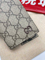 GUCCI LONG CARD CASE IN BEIGE MIX BROWN CANVAS
